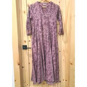 Vark Floral Sequin Cuff Maxi Dress Ethnic Fairy Cottagecore Boho Size M